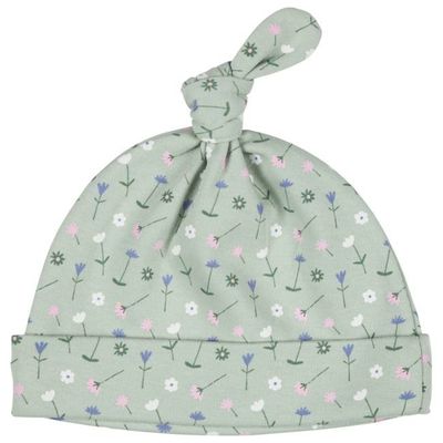 Knotted Hat - Flowers, Green