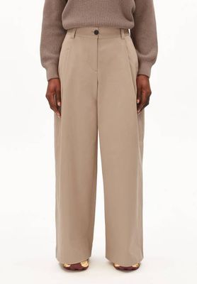 WEITE HOSE AUS CHINO-TWILL | true camel