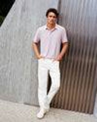 Strato Tech Polo – Men's Faded Rose Heather Polo Shirt – Tops – Vuori