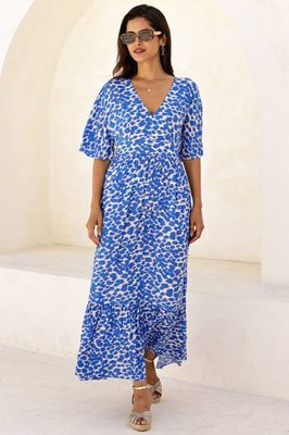 Lena EcoVero™ Dress | White/Blue