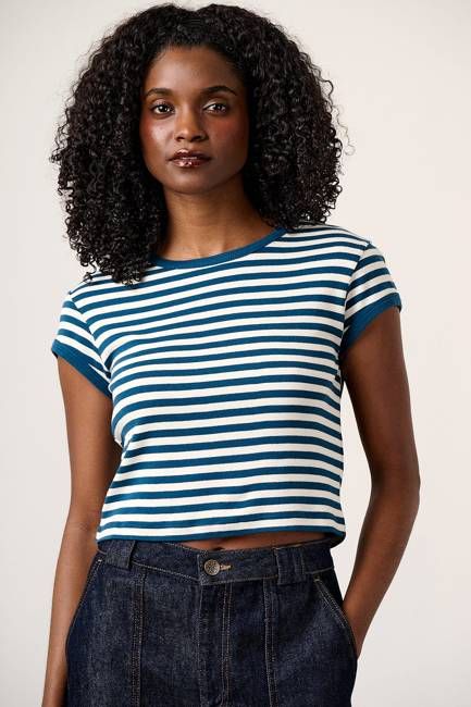 Fenn - Cotton Baby Tee in Navy Stripe
