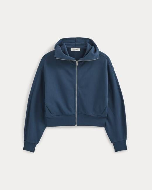 Lightweight Terry Cropped Full-Zip | Blue Wing Teal