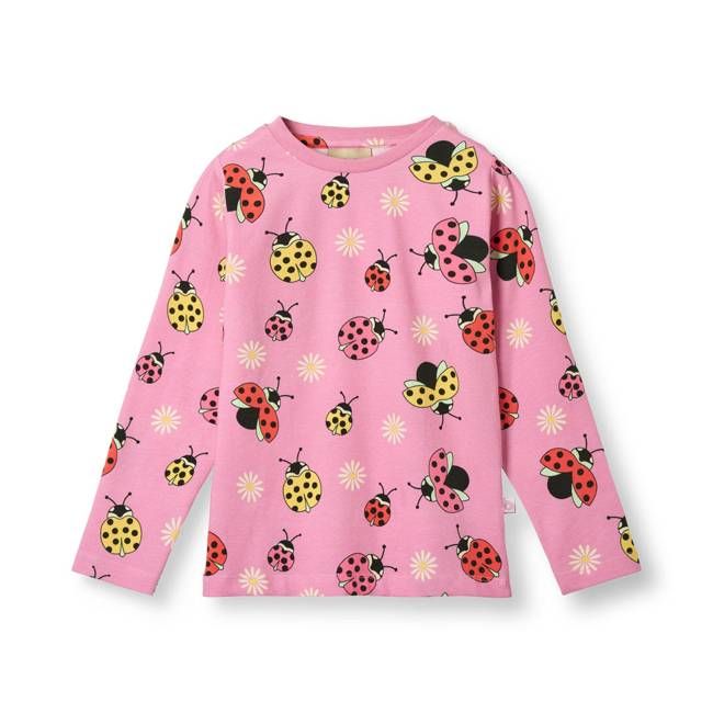 Long-sleeved top with ladybirds