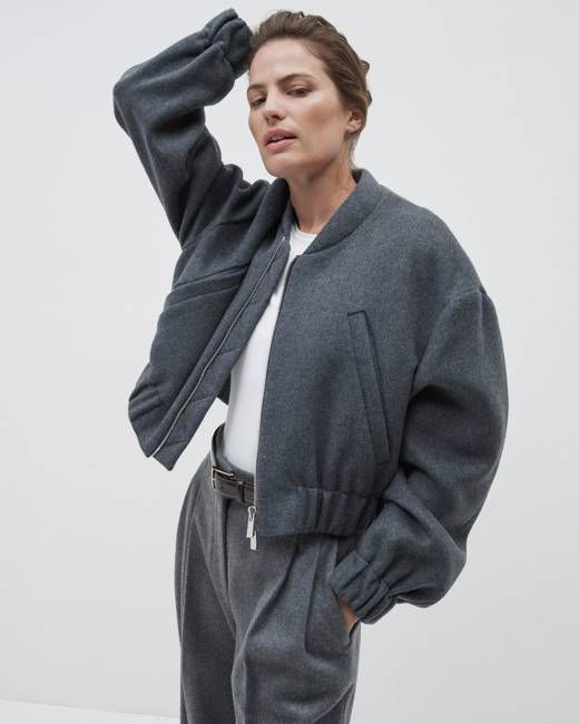 Wool Bomber Jacket | Light Grey Melange