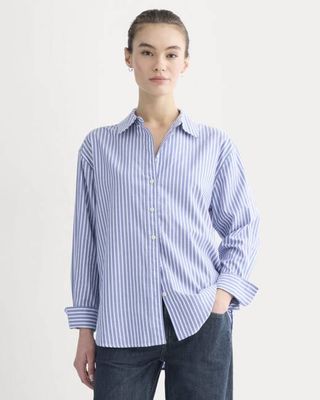 Everyday Shirt in Silky Cotton | Bone / Mazarine Blue