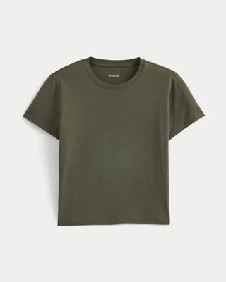 The Box-Cut Tee in Essential Cotton | Olive Night | No Pocket