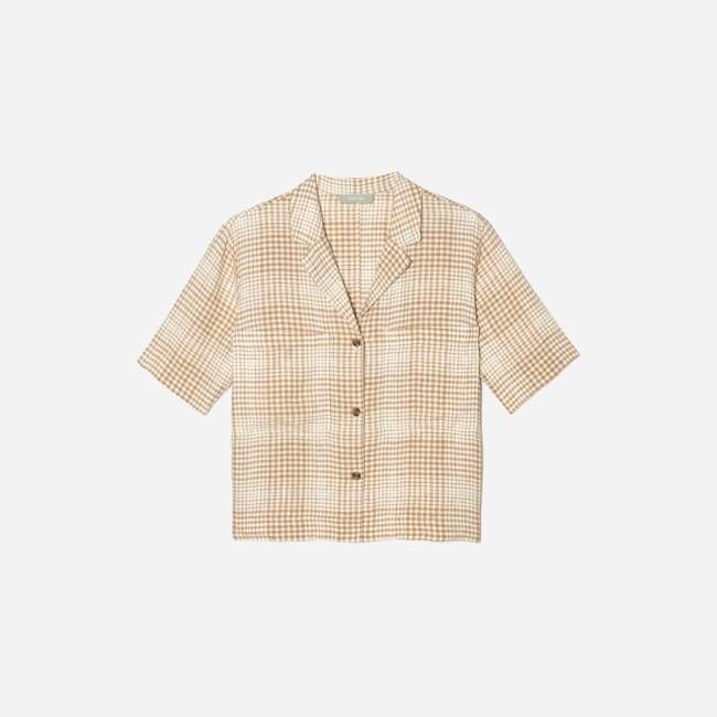 The Linen Workwear Shirt | Iced Coffee Grid