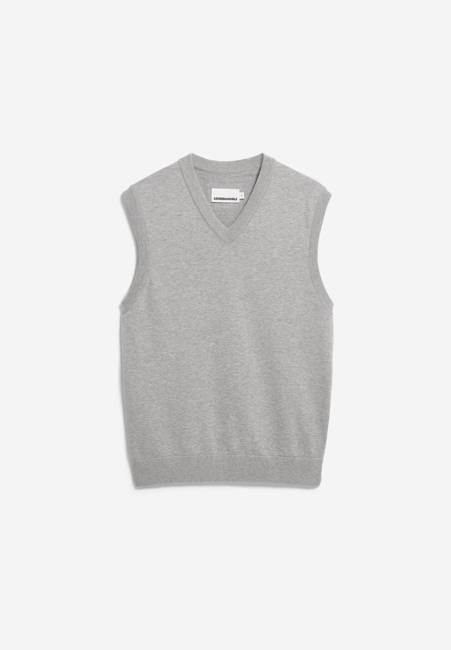V-NECK SLEEVELESS KNIT VEST | silver melange