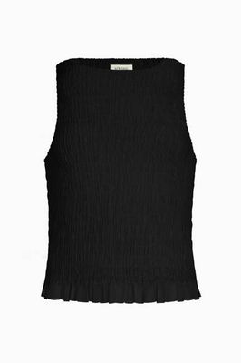 The Aya Smocked Tank Top in black