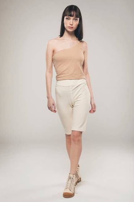 Nae Vegan Shoes Cotton Stretch Cycling Shorts in Ecru - Avalon