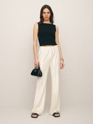 Gale Satin Mid Rise Bias Short Pant