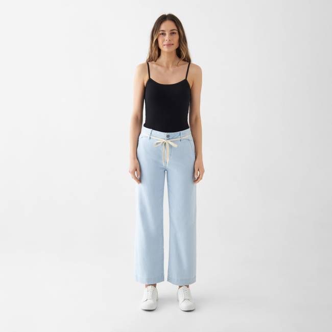 DEW Flared Cropped Soft Denim - French Pocket - Bright Blue