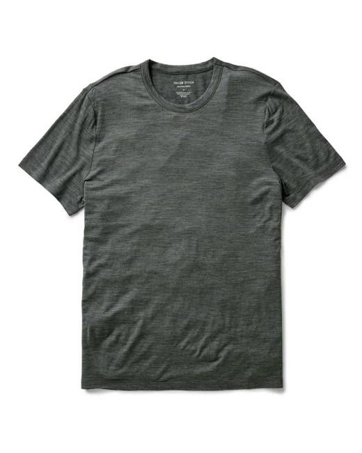 The Merino Tee in Heather Army