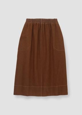 Alma-Leigh Organic Cotton Denim Skirt in Bark Brown