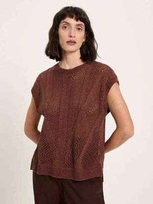 Knit vest with openwork