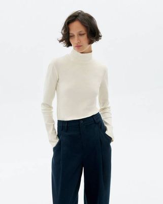 White hemp turtleneck Aine top