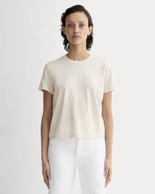 The Box-Cut Tee in Essential Cotton | Heathered Oat | No Pocket