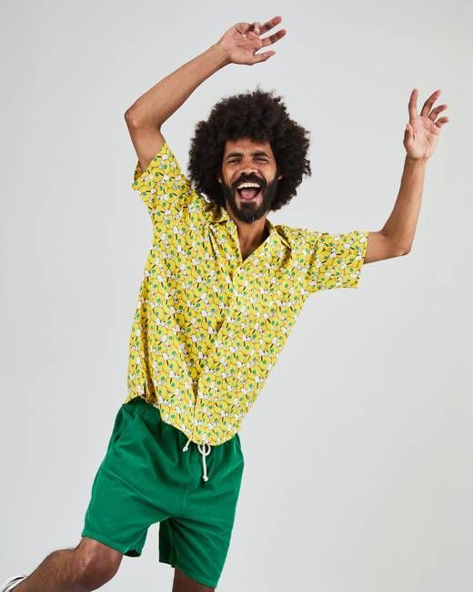 Peanuts Donuts Aloha Shirt Yellow