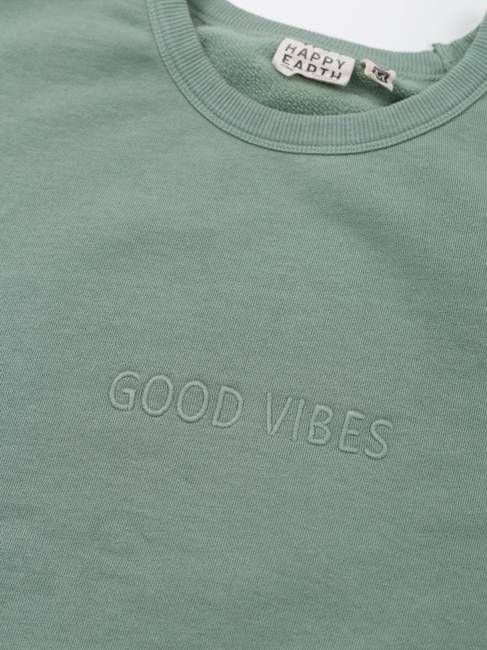 GOOD VIBES Embroidered Organic Pullover