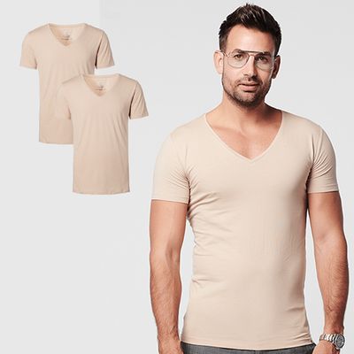 Basic T-shirt Invisible Deep V-neck Men | 2-pack