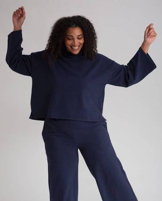 Ula Organic Cotton Top In Navy