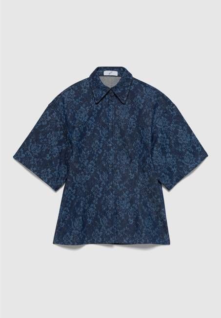 Lace Print Denim Shirt