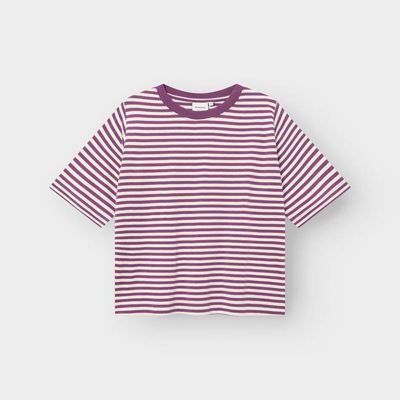 DEDICATED - T-shirt Vadstena Stripes Purple/Off-White