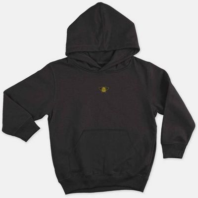 Tiny Embroidered Bumble Bee Kids Hoodie (Unisex)