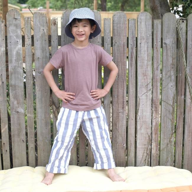 Loose Summer Pants (Seersucker Wide Stripe) - Indigo