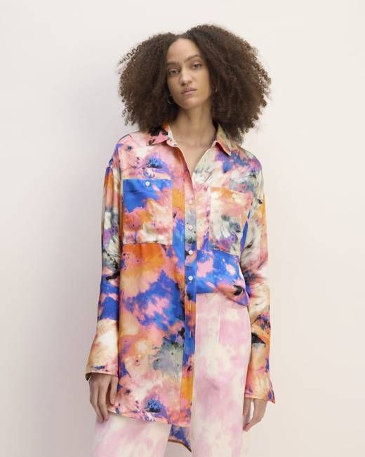 The Everlane x Marques' Almeida Satin Tie-Dye Shirt | Multi Tie-Dye