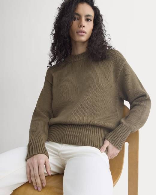 Oversized Cocoon Crew in Elevated Cotton | Beech