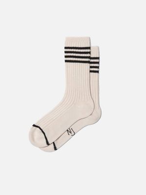 Men Tennis Socks Stripe Offwhite/Black cotton | Nudie Jeans
