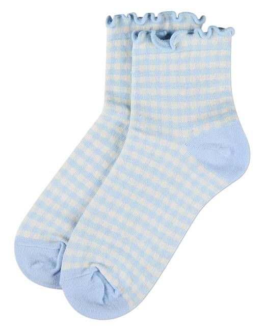 Blue Check - Gingham Anklet Sock - Infinity Classics