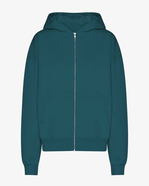Organic Oversized Zip Hood - Ocean Green
