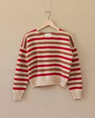 Stripe Sweater | Oatmeal & Red