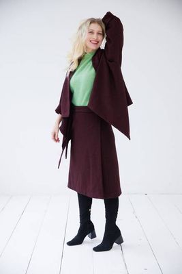 NEW! Wool Wrap Skirt Cocoon Maroon