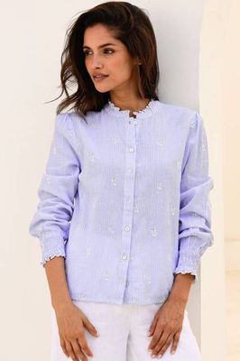 Cosima Organic Cotton Shirt | Blue/White