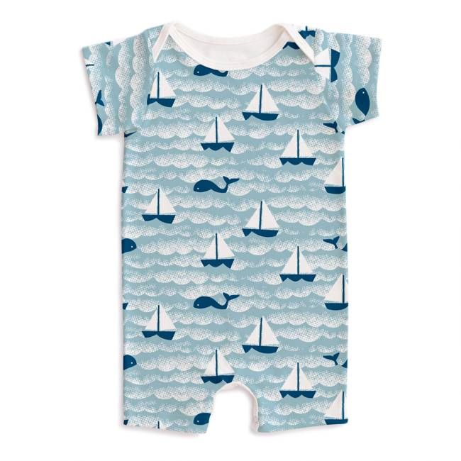 Summer Romper - Sailboats Ocean Blue & Navy