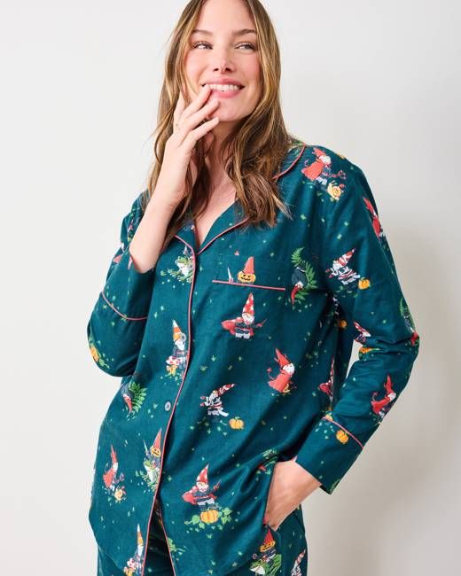 Mischief Night - Lightweight Flannel Long PJ Set - Nightfall Blue