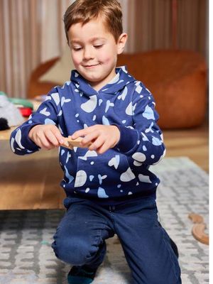 Seb - Kids Hoodie - Navy Terrazzo Print