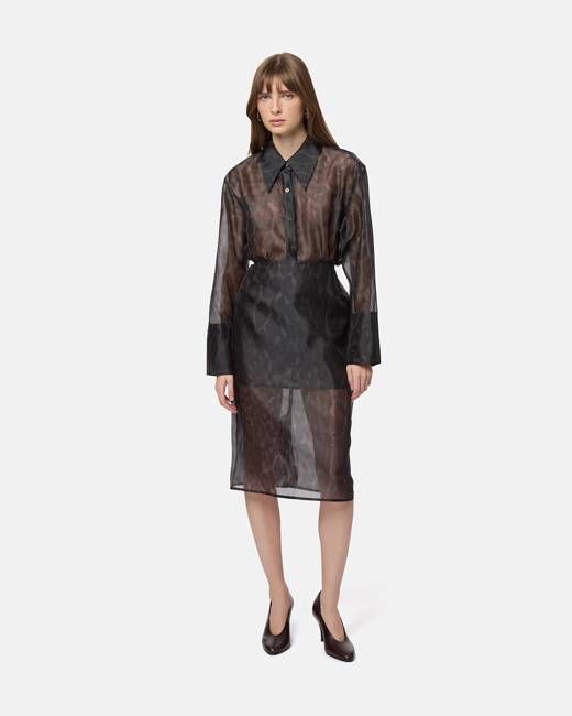 Tyra Organza Leopard Midi Skirt