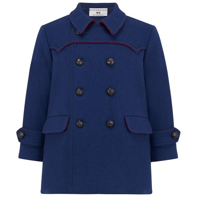 Marylebone Girls Pea Coat - Portland Blue