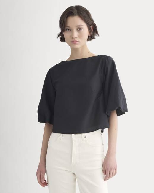Bubble-Sleeve Top | Black