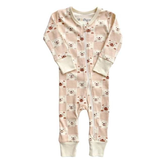 GOTS Certified Organic Cotton Zippy - Checkered Bear