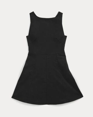 Seamed Open-Back Mini Dress | Black