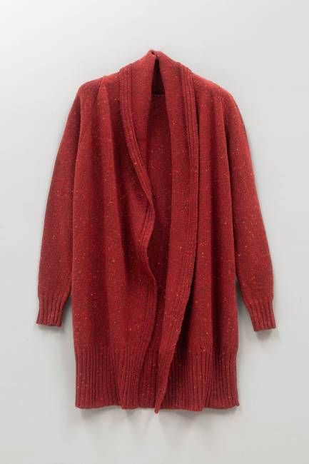 The Kent Donegal Merino Wool Cardigan in Brick Red