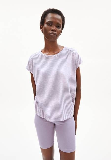 ONELIAA LOVELY STRIPES T-SHIRT | purple noise-oatmilk
