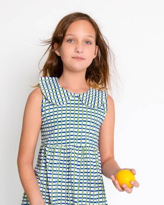 Girls' Organic Cotton Blue Gingham Dress