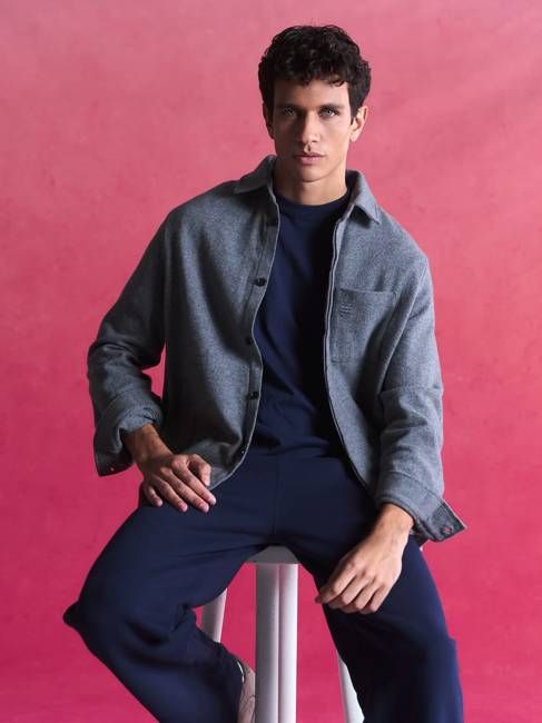 Pangaia Mens Wool Jersey Shirt—grey Marl