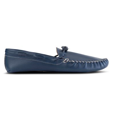 The Women's Moccasin in Denim Blue ~ Super Wide